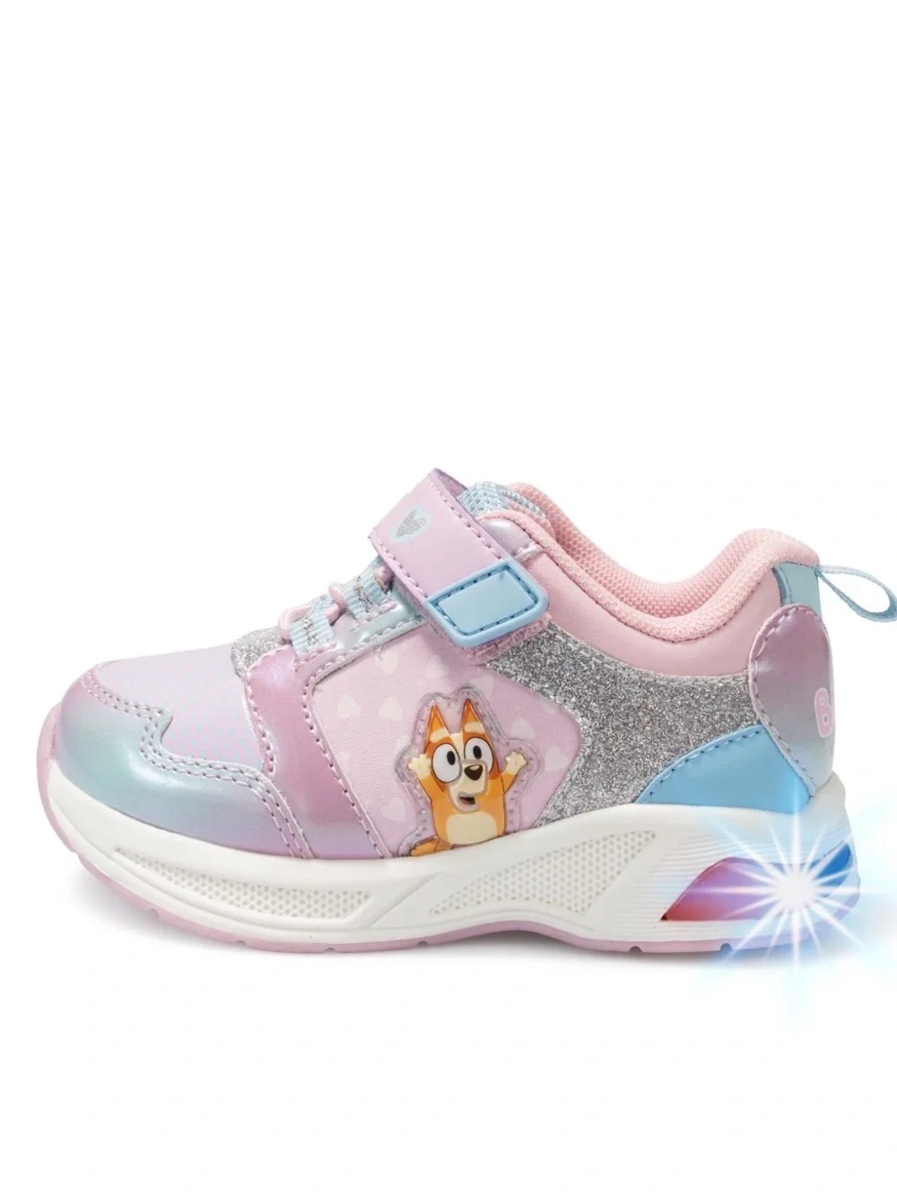 Bliss Kids Pastel Heart Light-Up Sneakers - Pink, Blue & Purple
